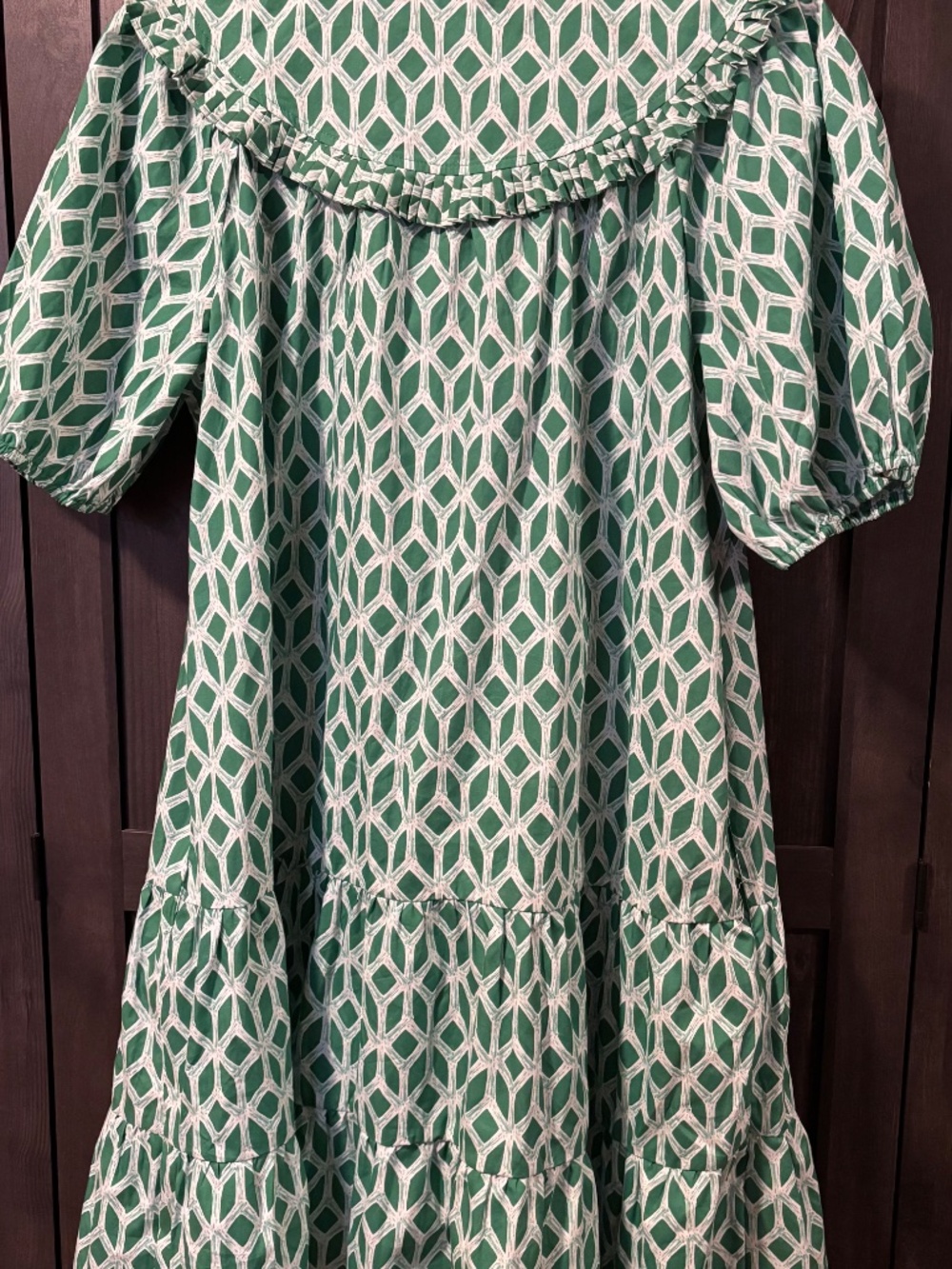 Crown and Ivy Green Ruffle Yoke Mini Dress 1x w/pockets NWT - Picture 2 of 4